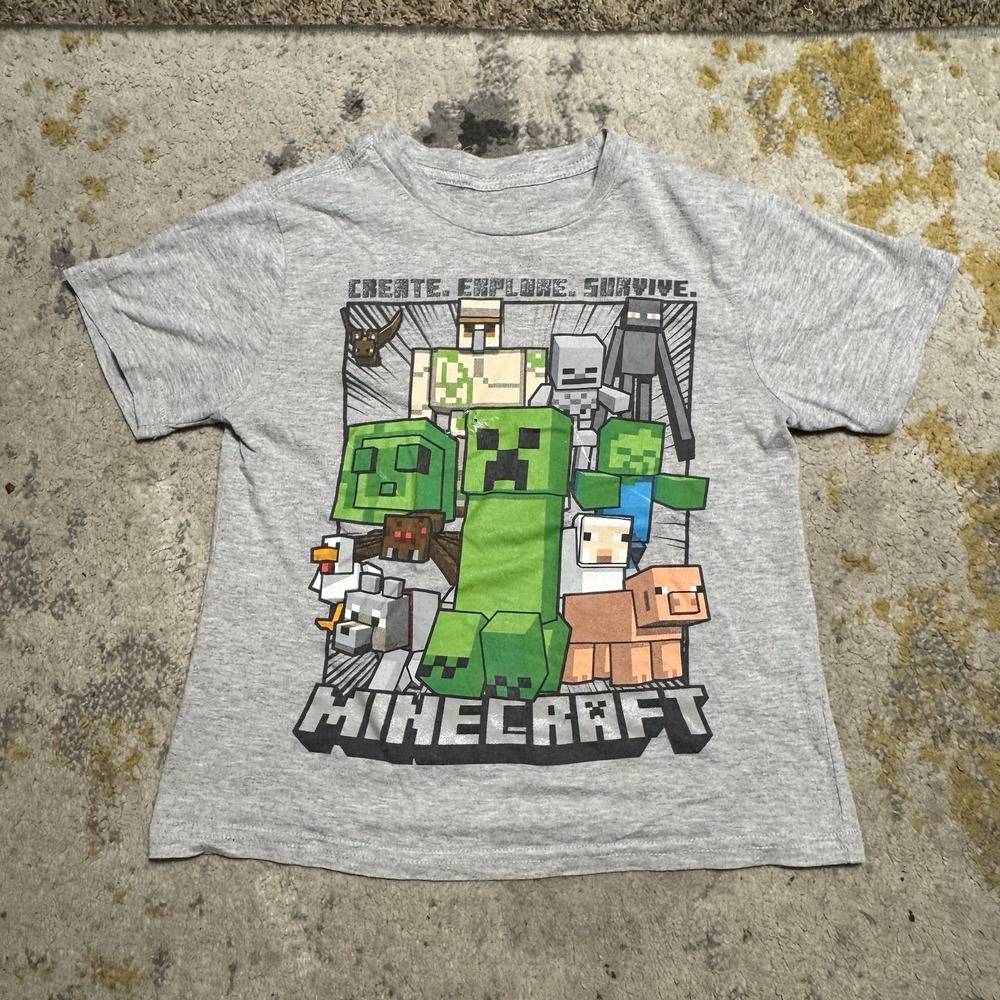 Official Minecraft Size Small Gray T-Shirt S Creeper
